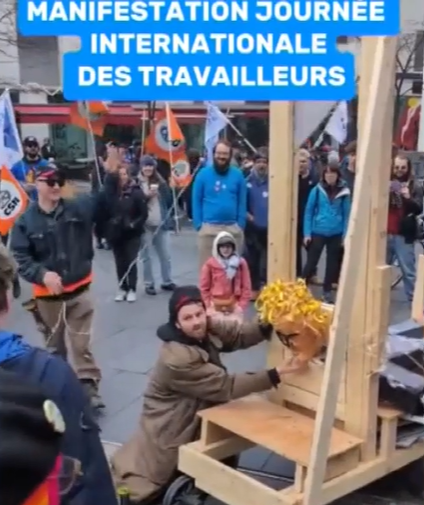 Police Investigate Mock Beheading of Quebec Labour Minister's Effigy at Montreal May Day Rally